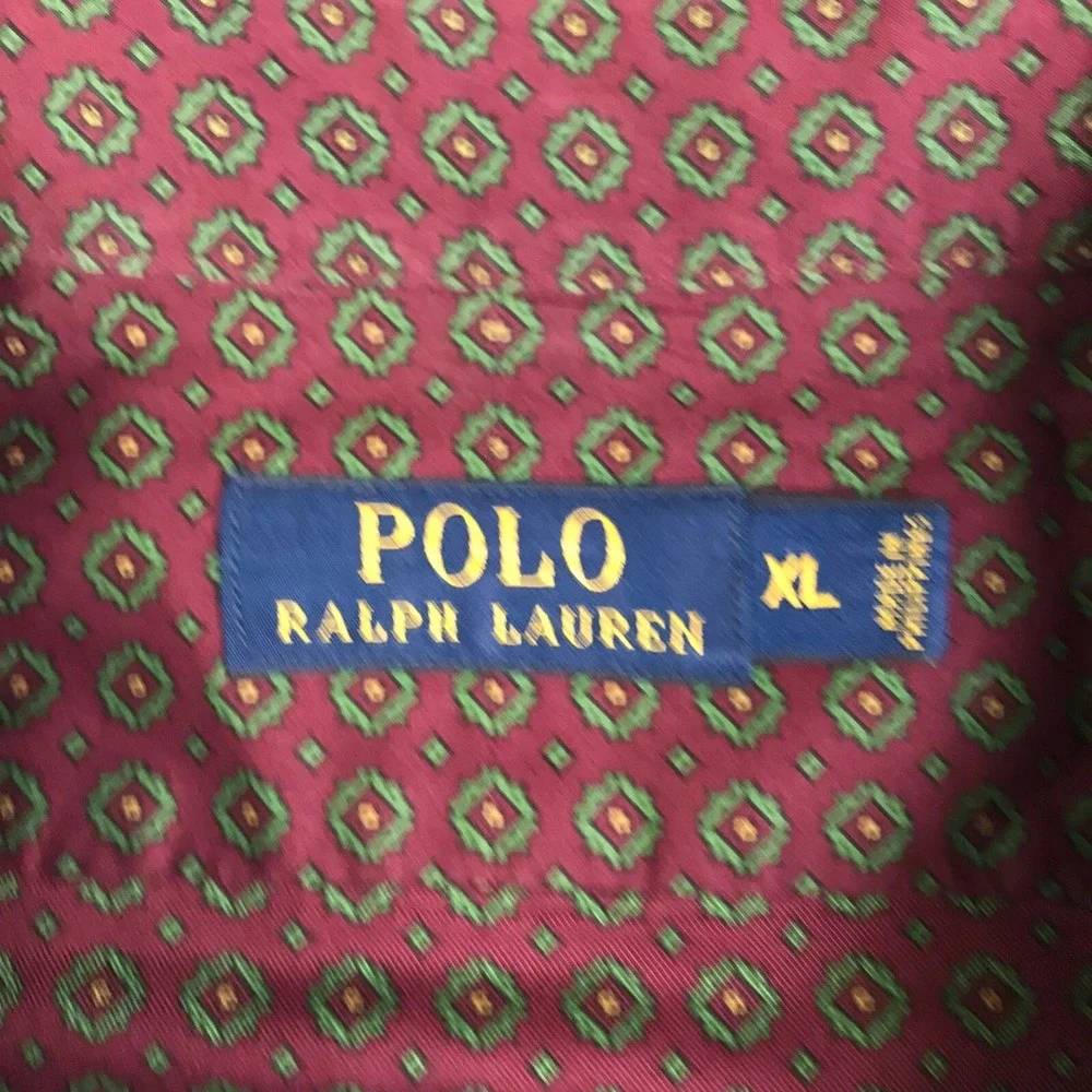 Polo Ralph Lauren Shirt Mens XL Burgundy Geometeric Cotton Button Up Long Sleeve